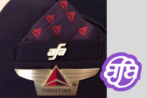 Christina displays her AFA pin proudly on her union. 