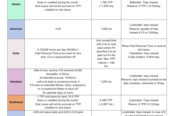 Delta vs. Other Carriers Sick Leave Amount