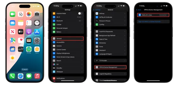phone screens with steps